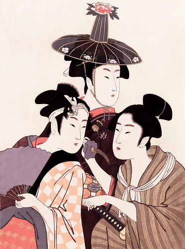 Japanse groep in warme pastelkleuren