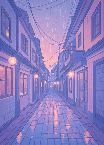 Anime Straße Pastellfarben Japan Lofi