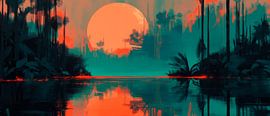 Sunset landscape by Poster Art Shop