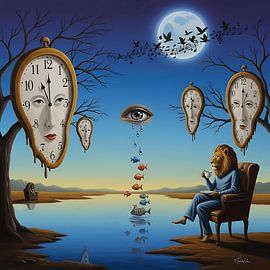 Surreale Traumlandschaft - Ätherische Surrealismus Kunst mit schwebenden Inseln & Mystische Atmosphäre von Aden Pink Galerry