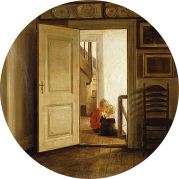 Children in an Interior, (oil on canvas)