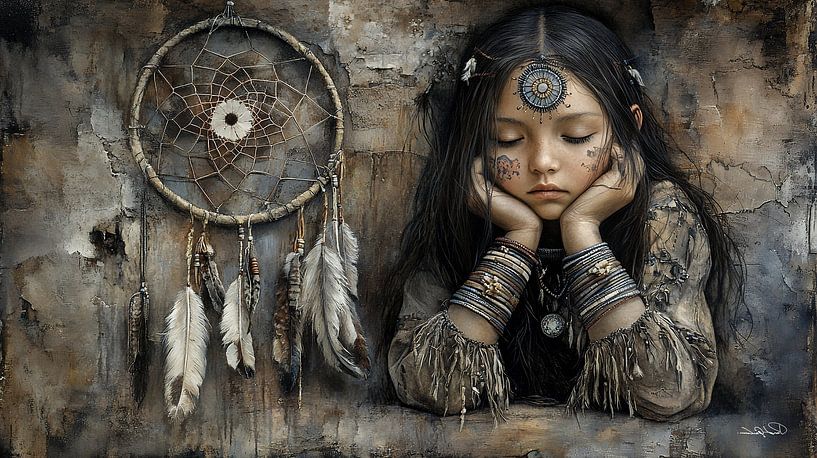 indiaan in Da Vinci stijl van Gelissen Artworks