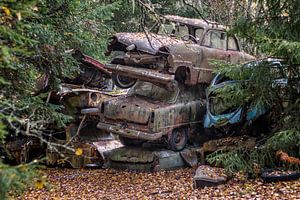 Rostige Hinterlassenschaften im Wald - Autofriedhof in Schweden
