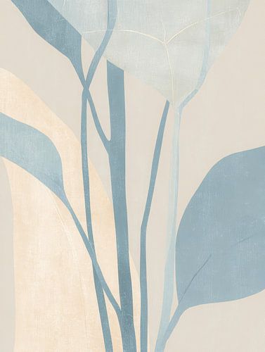 Weiche abstrakte Pflanzenformen in beruhigenden Blautönen