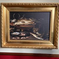 Kundenfoto: Stilleben mit Fisch und Katze, Clara Peeters, auf Leinwand