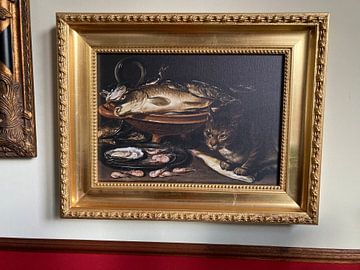 Kundenfoto: Stilleben mit Fisch und Katze, Clara Peeters