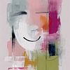 Abstract Smile in Pink and Green – Modern Artwork with Texture and Cheerful Colors by Joriali Abstract