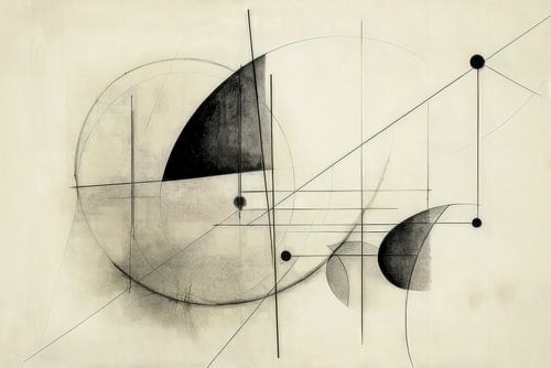Abstract, zwart-wit-grijs, minimalisme - Tijdloos geometrisch schilderij