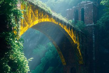 Verborgen brug in de mist - Mystiek van Poster Art Shop