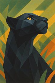A geometric illustration of a black panther. by Johannes