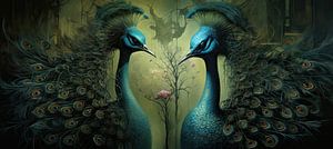 Double Peacocks van Blikvanger Schilderijen