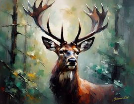 Wildlife - Abstracted Surrealism - Stag 3 by Johannas Art Creations