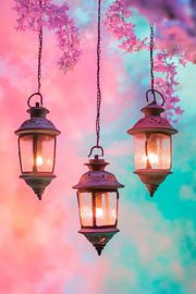 Bunte Laternen im Licht von Poster Art Shop