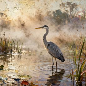 Heron in the marsh by Kristin M