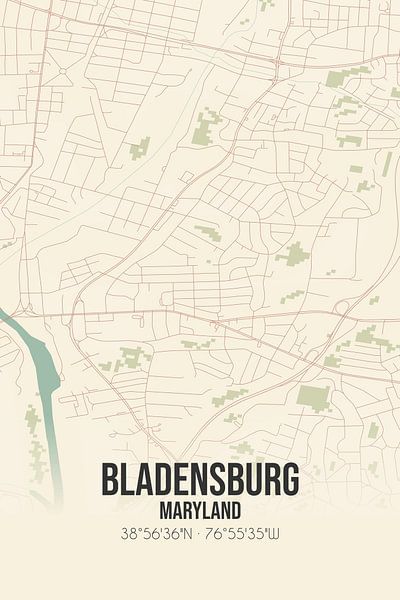 Vintage map of Bladensburg (Maryland), USA. by Prints of Place