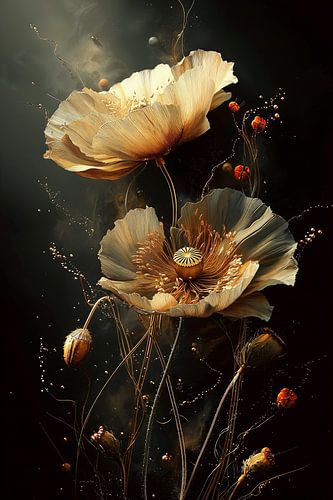 Poppy Flowers in Gold no.5