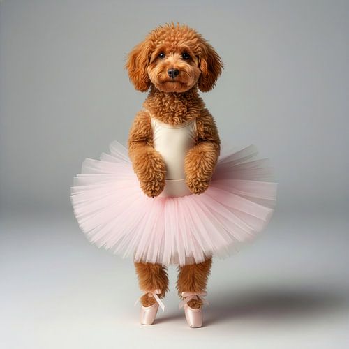 Schattige poedel hondje in ballet pakje van Costas Ganasos
