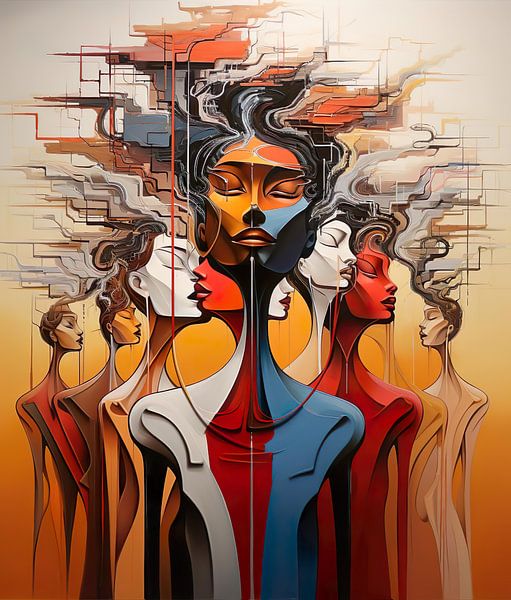 Abstract vrouwen portret van PixelPrestige
