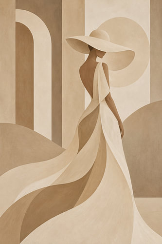 A gentle movement beneath a wide-brimmed hat