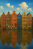 Amsterdamse grachtenpanden in kleur