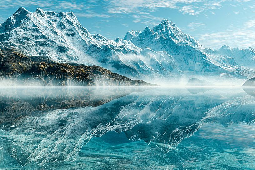 Schneeberge und spiegelnder See von Imperial Art House