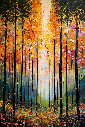 Wald A, im Stil von Gustav Klimt