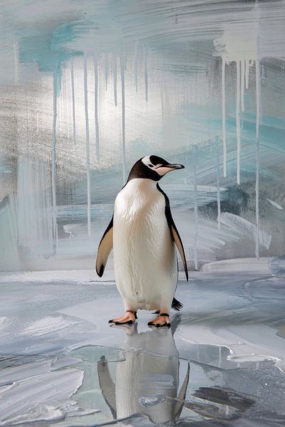 Pinguin auf abstraktem Hintergrund von Imperial Art House