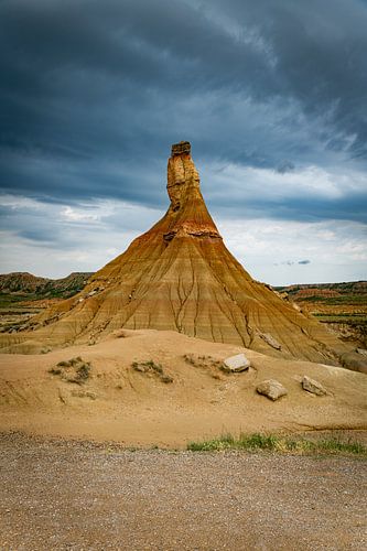 Castildeterra rock formation in the Bardenas Blanca area of the Bardenas Riales Natural Park