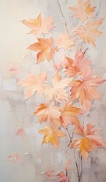 Leaves in Peach Fuzz | Autumn Leaf Painting by Abstract Painting