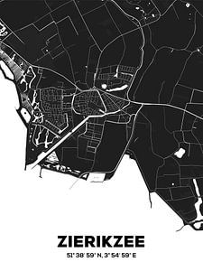 Zierikzee - Impression d'une carte en noir et blanc sur MDRN HOME