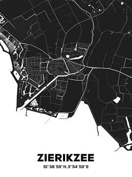 Zierikzee - Black and white map print
