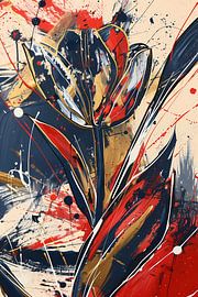 Abstract tulip art with dynamic colours by Art & Soul Creations
