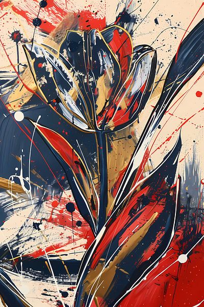 Abstracte tulpen kunst met dynamische kleuren van Art & Soul Creations