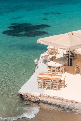 Restaurant in the sea | travel photography print | Paros Greece