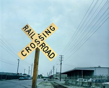 USA, mid-west railroad crossing teken voor trein von Ruurd Dankloff