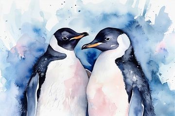 Aquarel Pinguïns van ColorCat