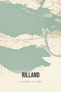 Vintage landkaart van Rilland (Zeeland) van MijnStadsPoster