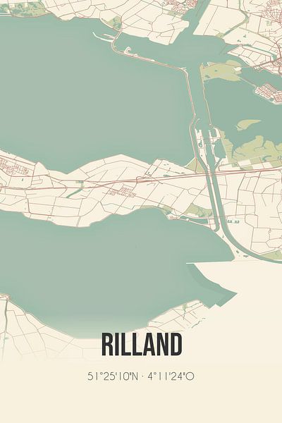 Vintage map of Rilland (Zeeland) by Prints of Place