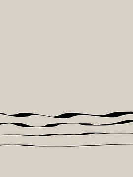 Japandi minimalistisch kunstwerk met zwarte lijnen van Imaginative