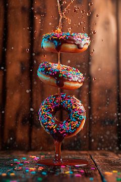 Chocolade donuts met kleurrijke hagelslag van Poster Art Shop
