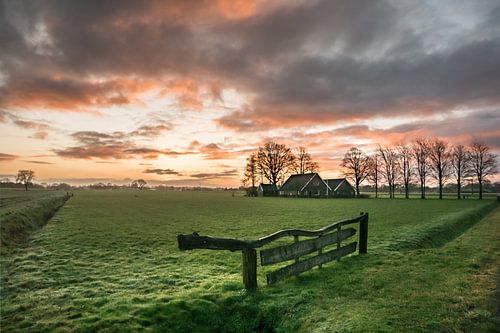 Houten hek in landschap bij Zenderen