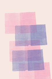 Formes abstraites roses et violettes sur fond blanc. Collage minimaliste. sur Dina Dankers