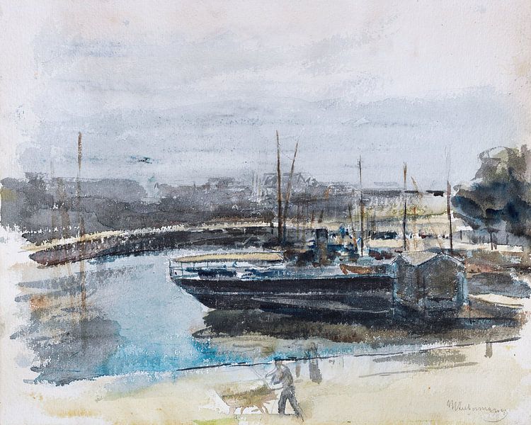 Kade in Hamburg, MAX LIEBERMANN, 1900-1902 van Atelier Liesjes