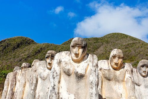 Slaven bij het monument Anse Caffard, Martinique