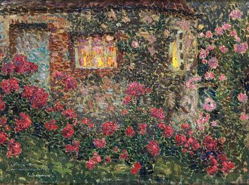 Outdoor house among roses, Henri Le Sidaner