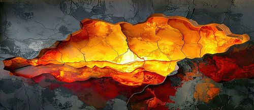 Abstract lava eruption – modern volcano image by AidasignArt