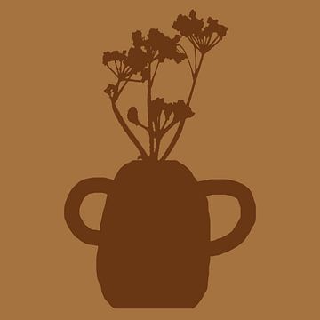 Salontafel. Bloemen in vaas. Koffie op karamelkleuren. van Dina Dankers