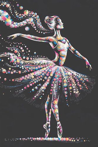 Kleurrijke ballerina in beweging