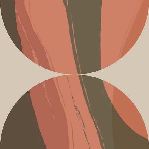 Abstracte geometrische vormen in terra, kaki, beige.