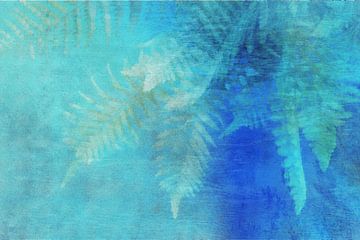 Varenbladeren in blauw en turquoise van Diana Mets